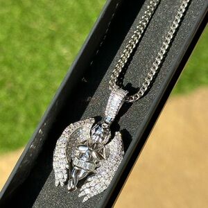 Silver Angel Pendant Necklace